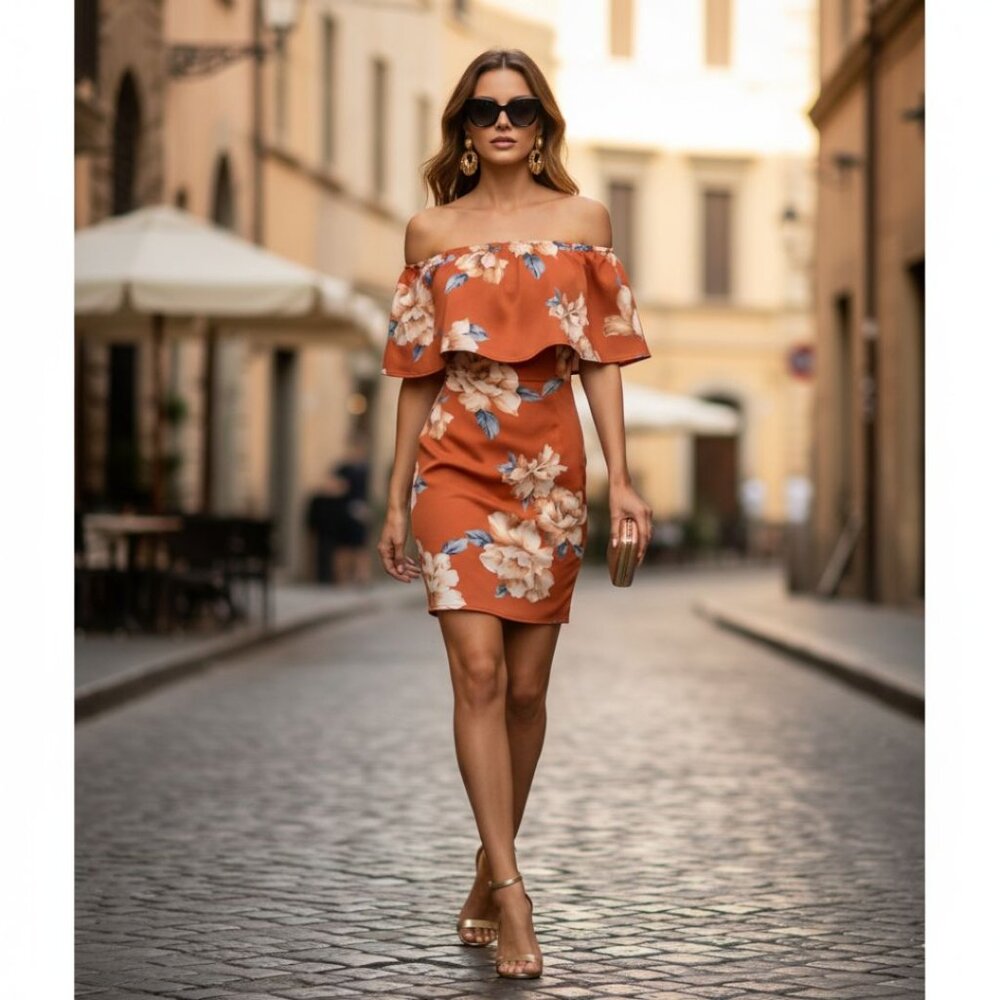 BLVD Floral Off-Shoulder Dress - Size S